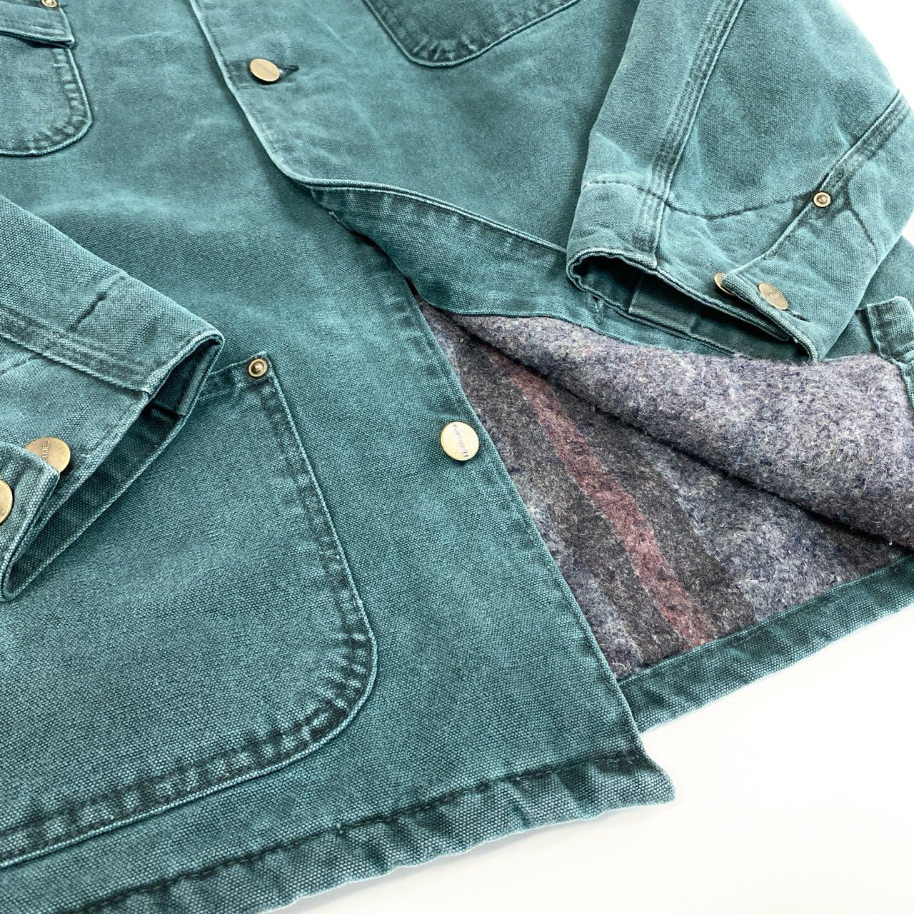 33g23 Carhartt カーハート Michigan Chore Coat ミシガンチョアコート カバーオール ジャケット USA製 ブランケット C02HTG グリーン メンズ
