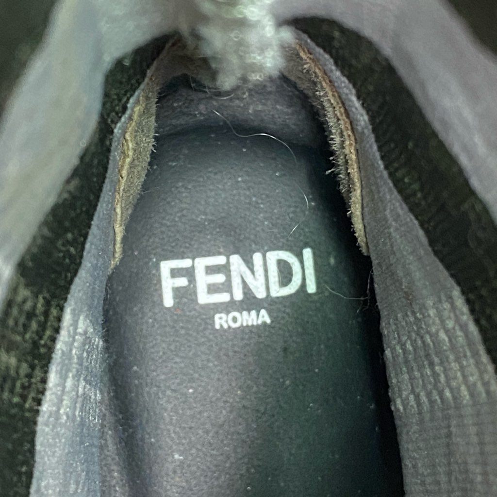 3e10 FENDI フェンディ ニットソックスローファー 37 ブラック レザー ピンバックルベルト 革靴 シューズ