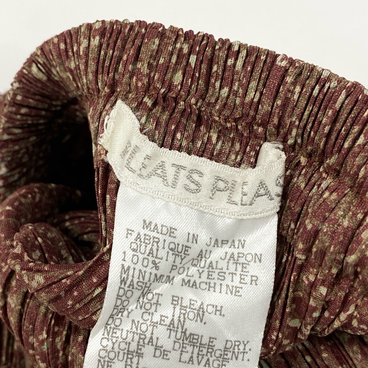 42h22《美品》 PLEATS PLEASE プリーツプリーズ イッセイミヤケ ロングスカート 総柄スカート プリーツ加工 PP84-JG413 サイズ2 ボルドー系 ポリエステル レディースu02t