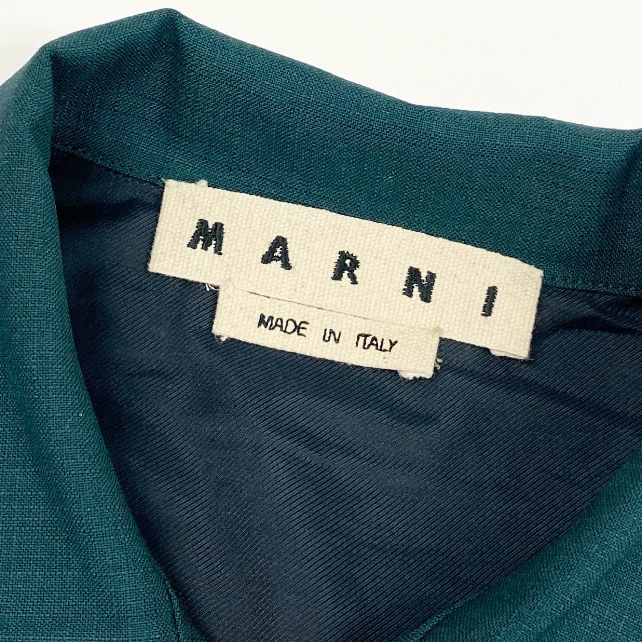 45e9 MARNI マルニ オープンカラーリップストップシャツ 半袖シャツ イタリア製 CUMU0153Q0 46 グリーン