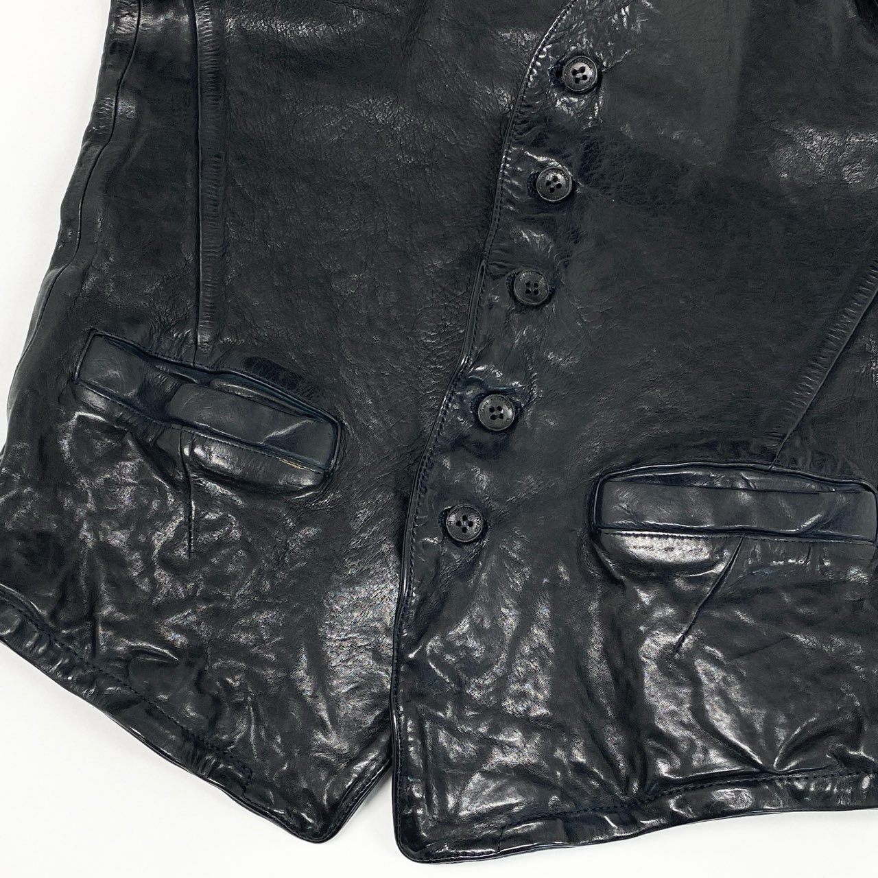4c28 ISAMU KATAYAMA BACKLASH イサムカタヤマ バックラッシュ EL DIABLO タリアンダブルショルダー 製品染め ベスト ジレ 1254-05 XS ブラック 牛革