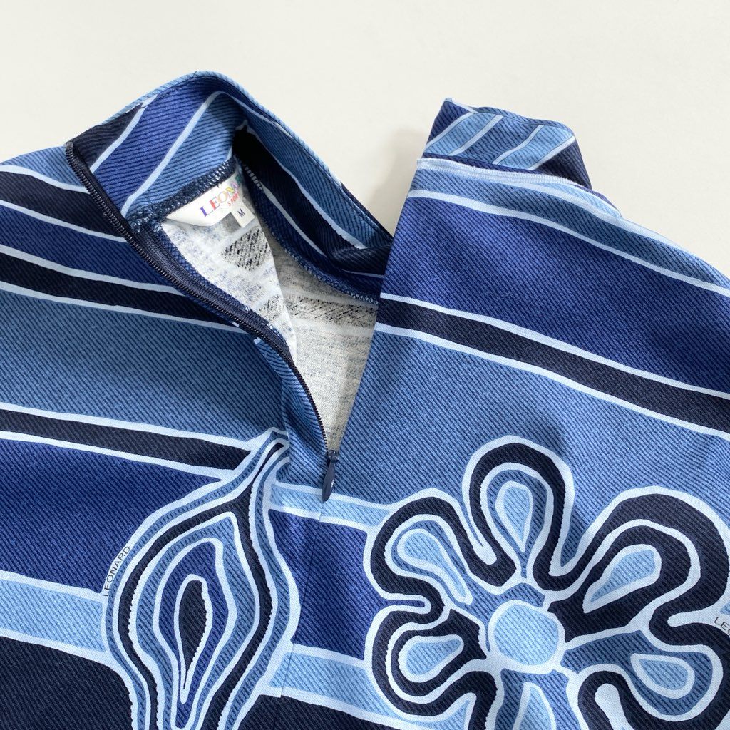59e20 LEONARD SPORT レオナールスポーツ 長袖Tシャツ ロングスリーブカットソー トップス サイズM ブルー コットン100% レディース 日本製 春夏