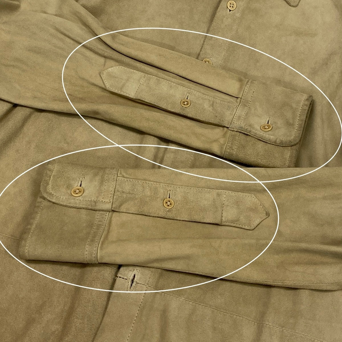 6i14 RALPH LAUREN ラルフローレン USA製 ブラックレーベル スエードレザー ロングスリーブシャツ サイズ2 ベージュ メンズk02i