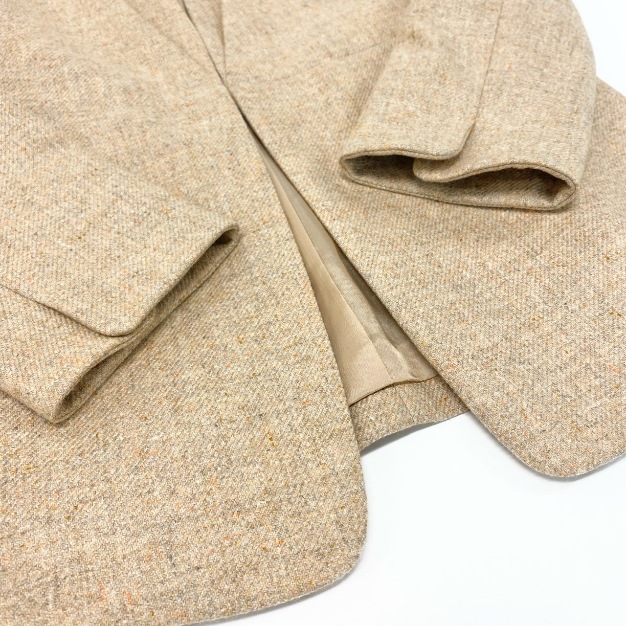 86j20 《極美品》 Leilian レリアン ノーカラージャケット テーラードジャケット ロロピアーナ生地 カシミヤ97% サイズ9 ベージュ ミックスネップ レディースu02t
