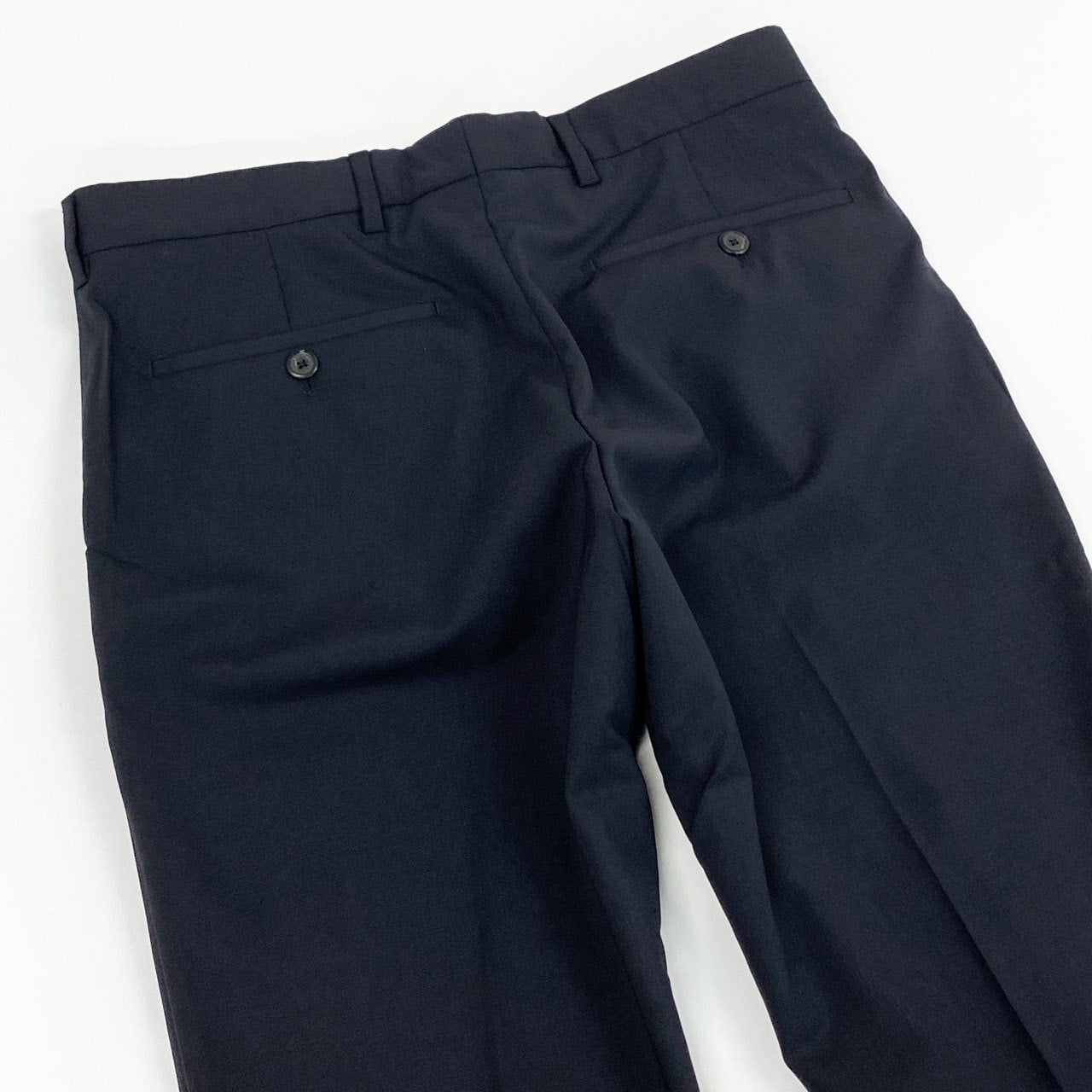 35k28② 《美品》 PRADA プラダ イタリア製 スラックスパンツ テーパードパンツ バージンウール ビジネス 通年 DNA559 44 ネイビー 綿100