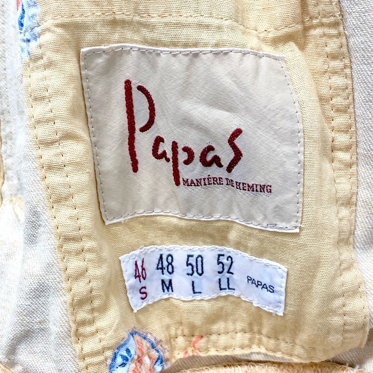 24c16 Papas パパス ジップアップブルゾン ジャケット ワッペン S イエロー コットンリネン メンズu02t