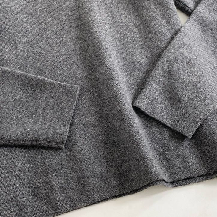 5i4 HERMES エルメス 襟付き カシミヤニットトップ セーター S グレー CASHMERE 100% イタリア製