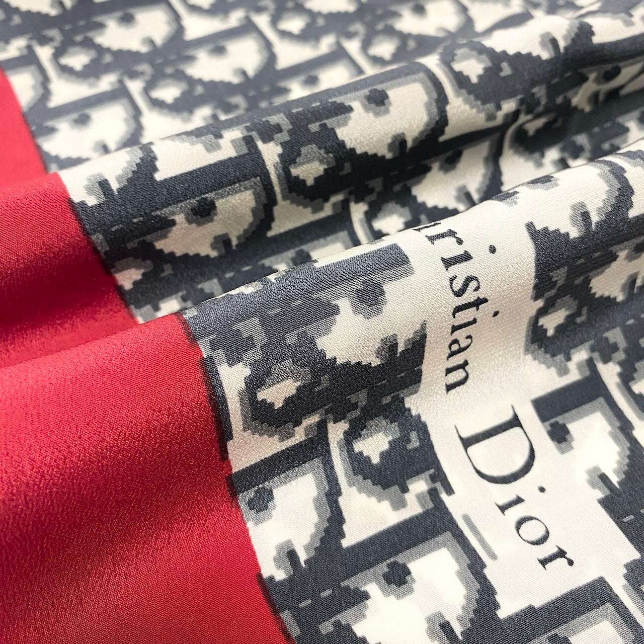 d22 Christian Dior クリスチャンディオール スカーフ バンダナ トロッター柄 レッド ネイビー コットン100% レディース 女性用u02t