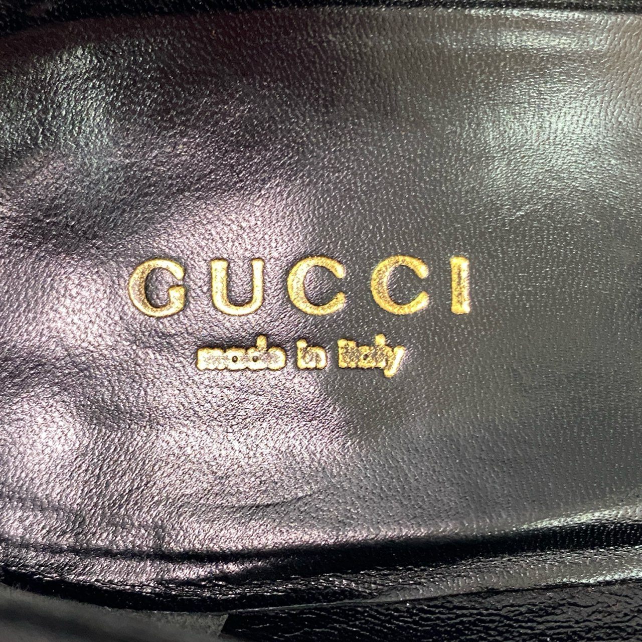 4l19 2 GUCCI グッチ ゴールドGGロゴ レザーパンプス 37 ブラック Leather イタリア製 シューズ