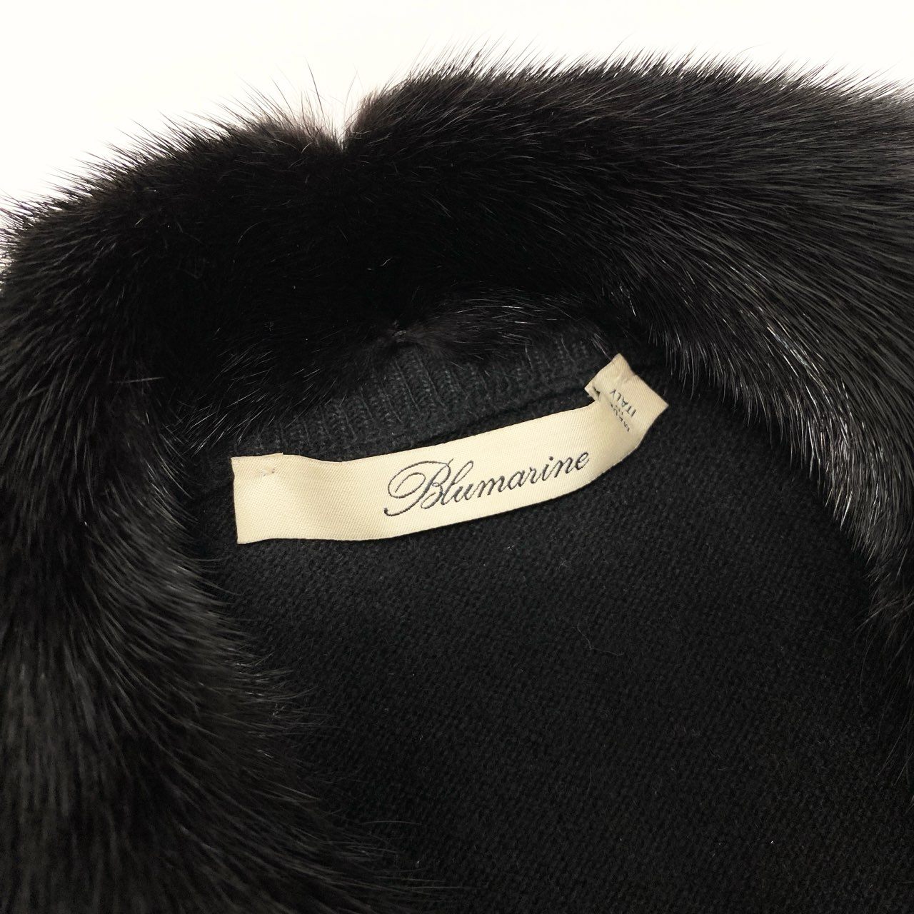 65j9 Blumarine ブルマリン ニットカーディガン 装飾 ニットセーター ラインストーン ビーズ レース 42サイズ ブラック レディースo07t