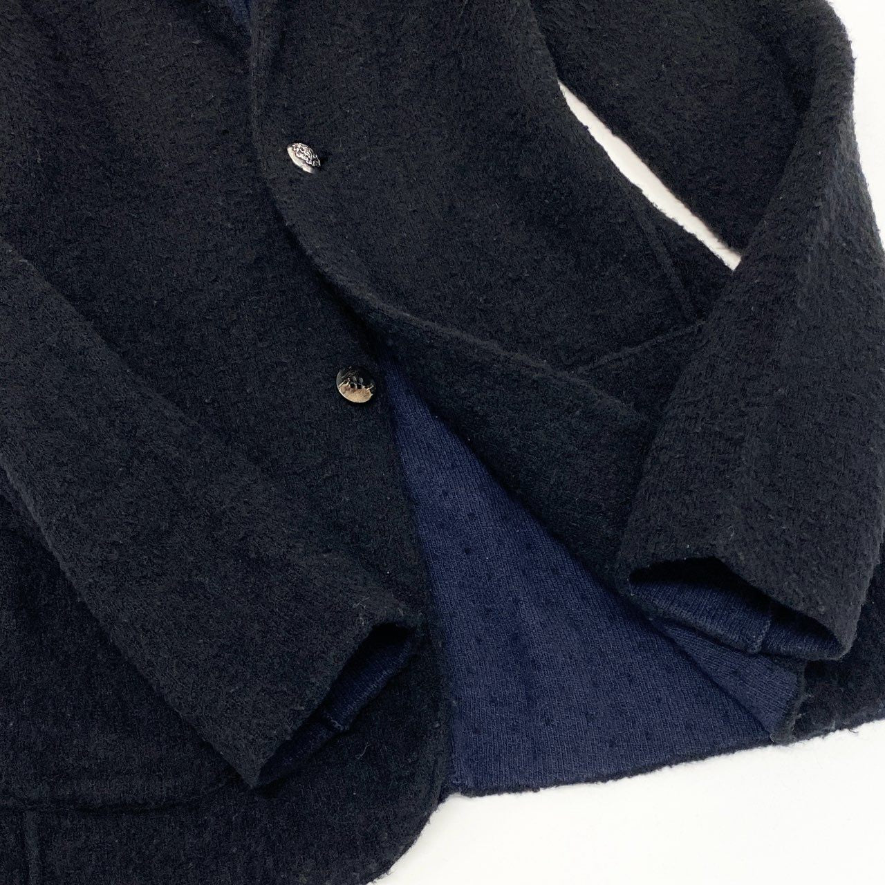 53e23 【イタリア製】LARDINI ラルディーニ ピリング加工 2B ニットジャケット テーラードジャケット ブートニエール付き サイズS ブラック メンズ 男性用 ブレザー ドレス