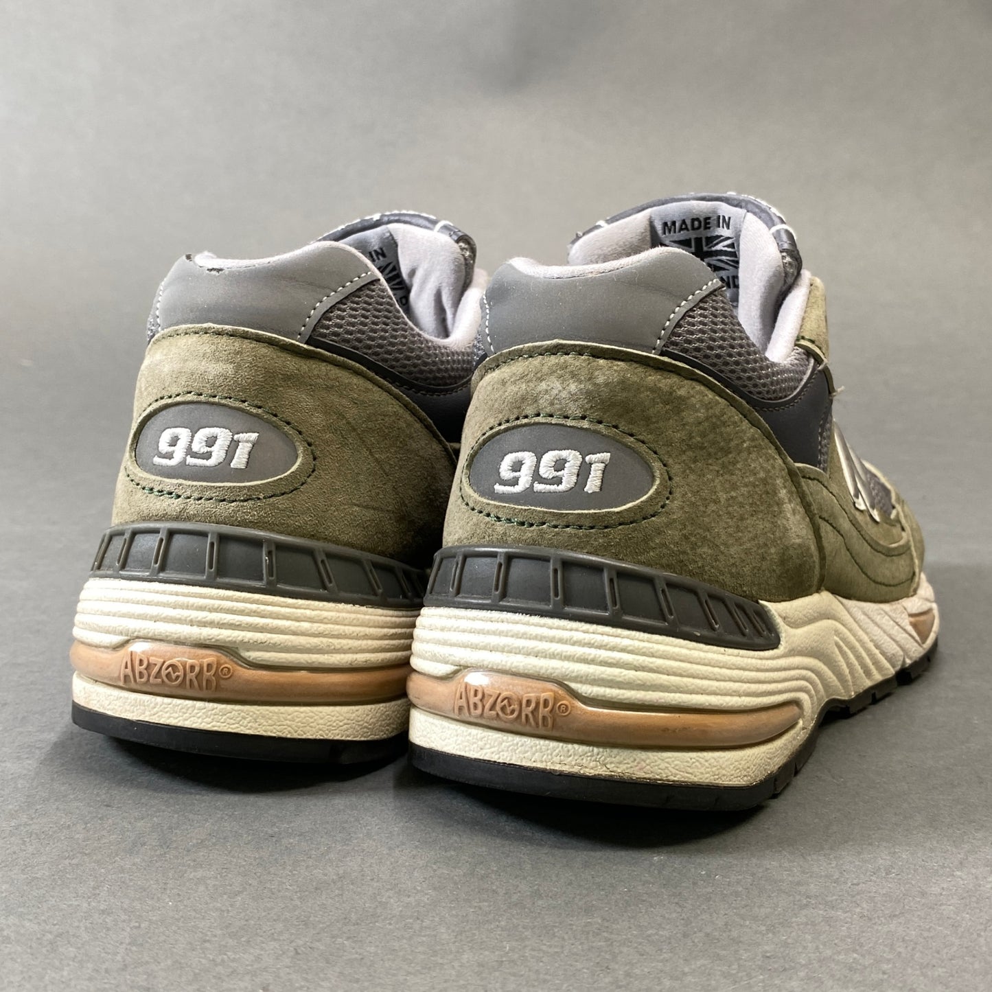 1g31 New Balance ニューバランス EX M991GGT スエードレザー スニーカー US 7 1/2 オリーブ Leather シューズ 英国製 紳士靴k02i