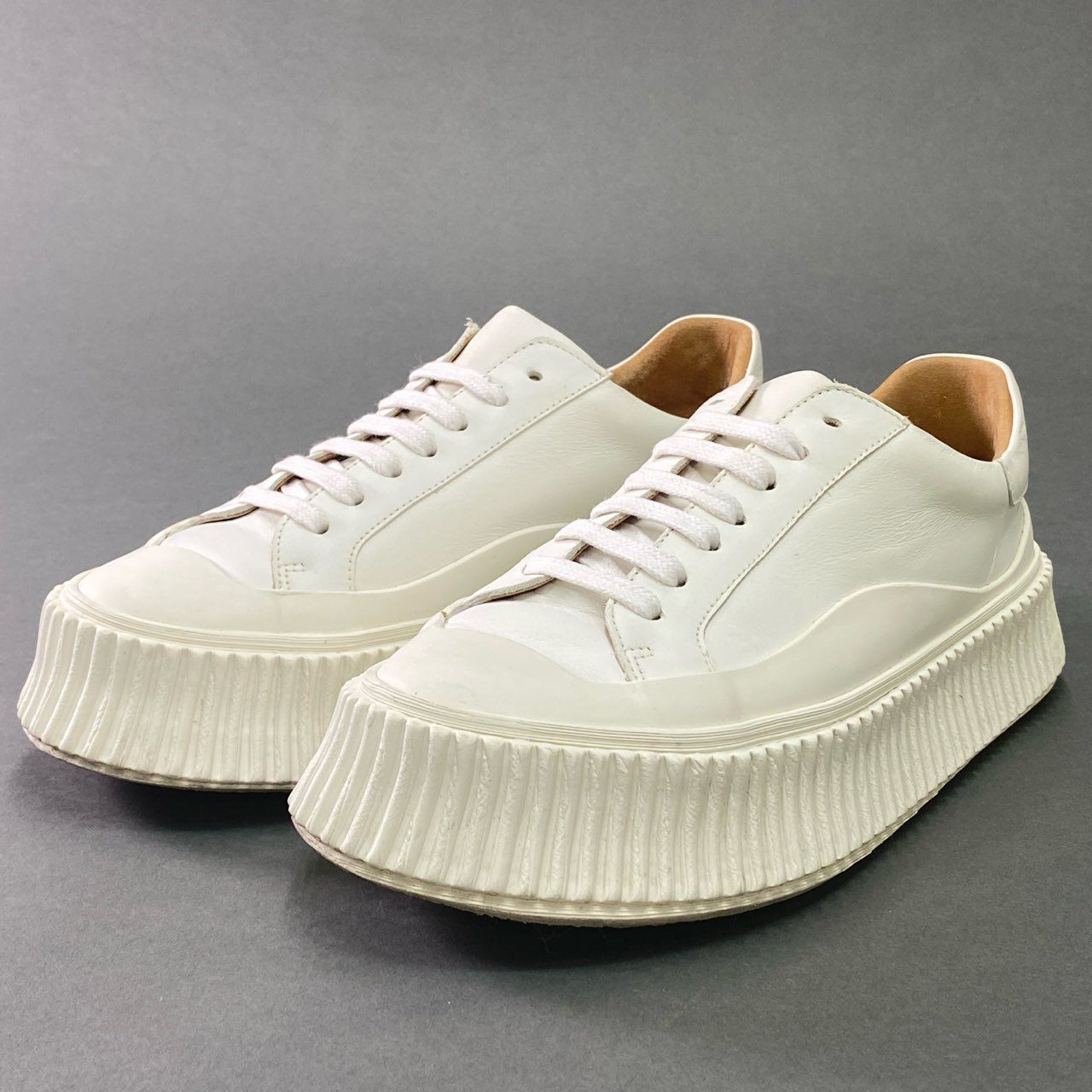 8c6 JIL SANDER ジルサンダー VULCANIZED Sneakers 厚底スニーカー シューズ 37 ホワイト レザー