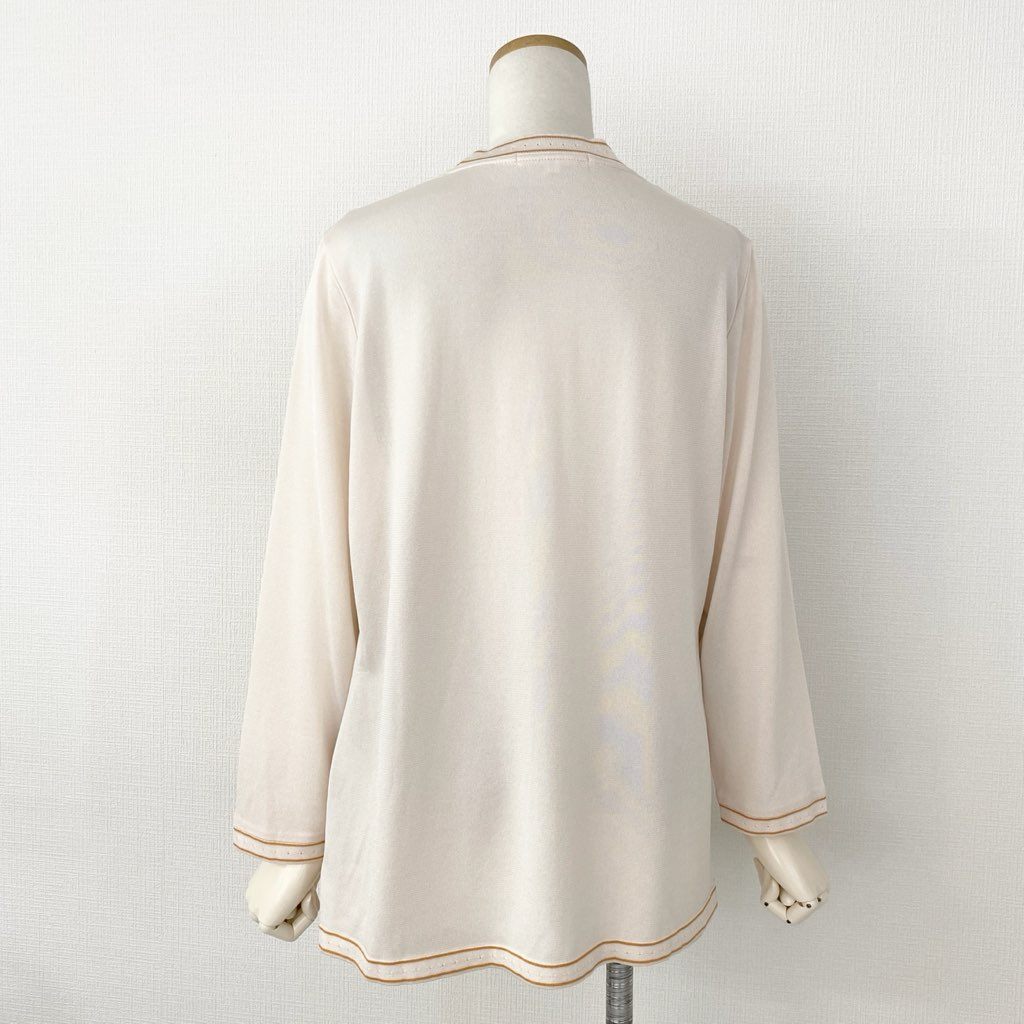 27f20-4 《美品》 大きいサイズ LEONARD SPORT レオナール カンカン素材切替 カーディガン ニットカーディガン 美しい花柄プリント 着丈ゆったり 0568648 サイズ42 マルチカラー レディース 日本製