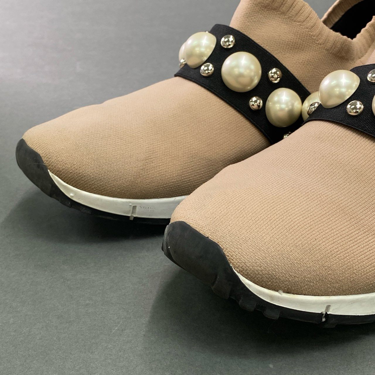 1c11 JIMMY CHOO ジミーチュウ VERONA ベローナ パールビジュー スニーカー 38 ピンク シューズ 箱付き