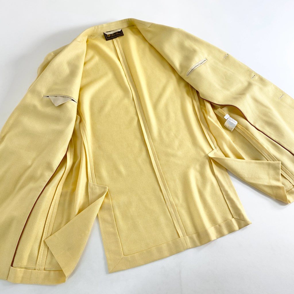 59g3 イタリア製 Loro Piana ロロピアーナ テーラードジャケット ブレザー サイズ52 イエロー カシミヤ93% 絹7% メンズ 紳士服