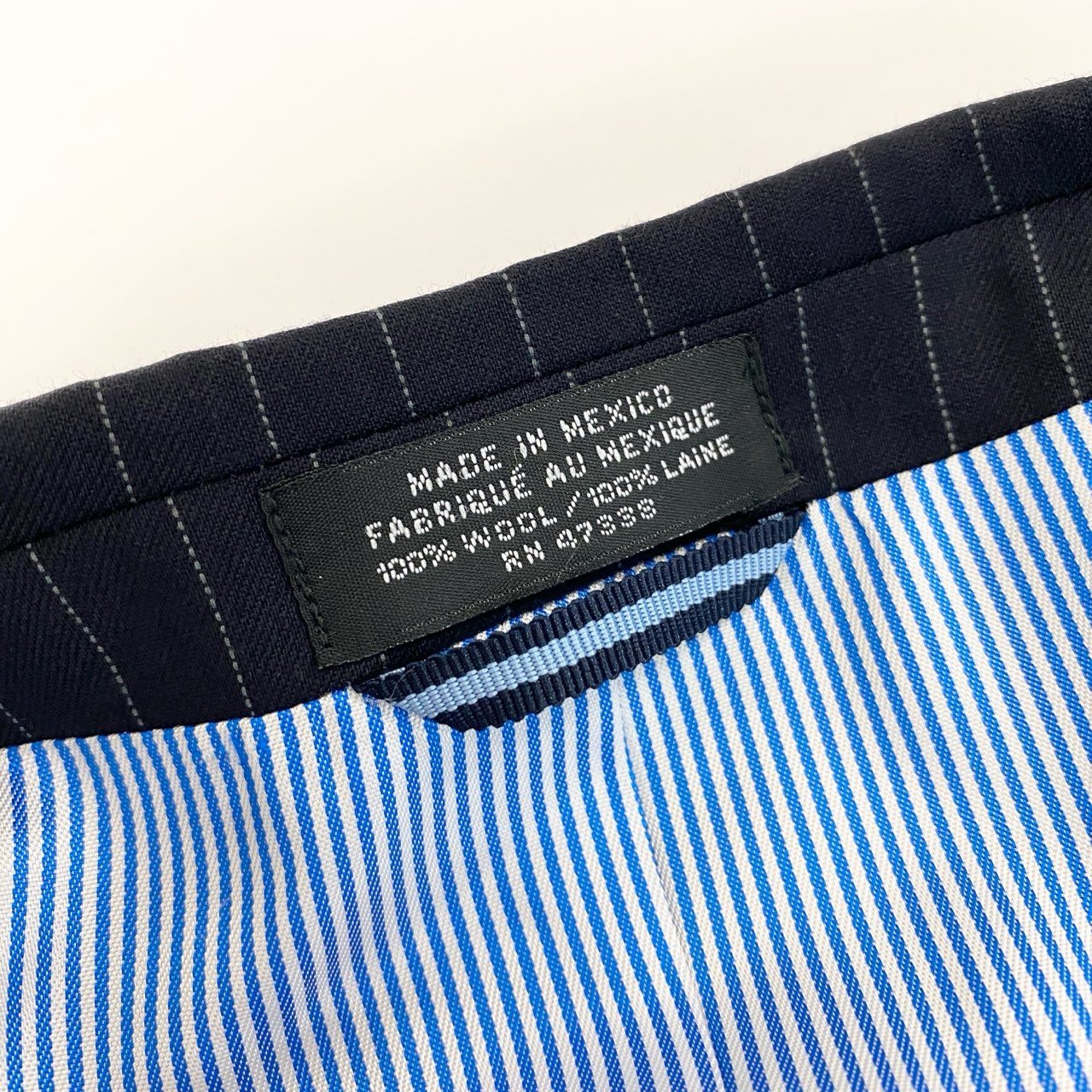 6k1《美品》 TOMMY HILFIGER トミーヒルフィガー セットアップスーツ シングル 2B ストライプ テーラードジャケット スラックス  ネイビー ウール100%o07t