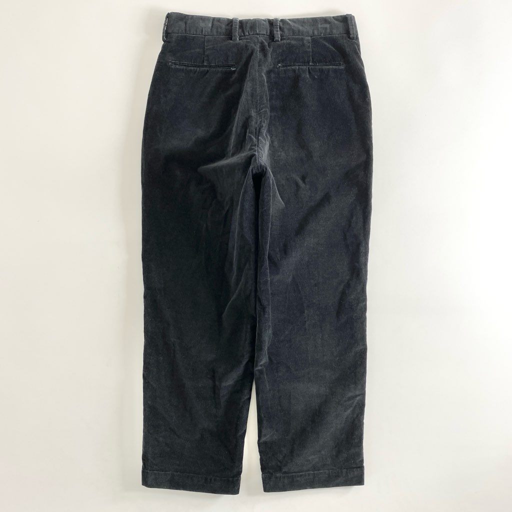 9e21 イタリア製 RICCARD METHA リカルドメッサ VELVET 1TUCK WIDE TROUSERS ベルベット ワンタック ワイドトラウザーパンツ ボトムス RM180VL25141 44 ブラック コットン