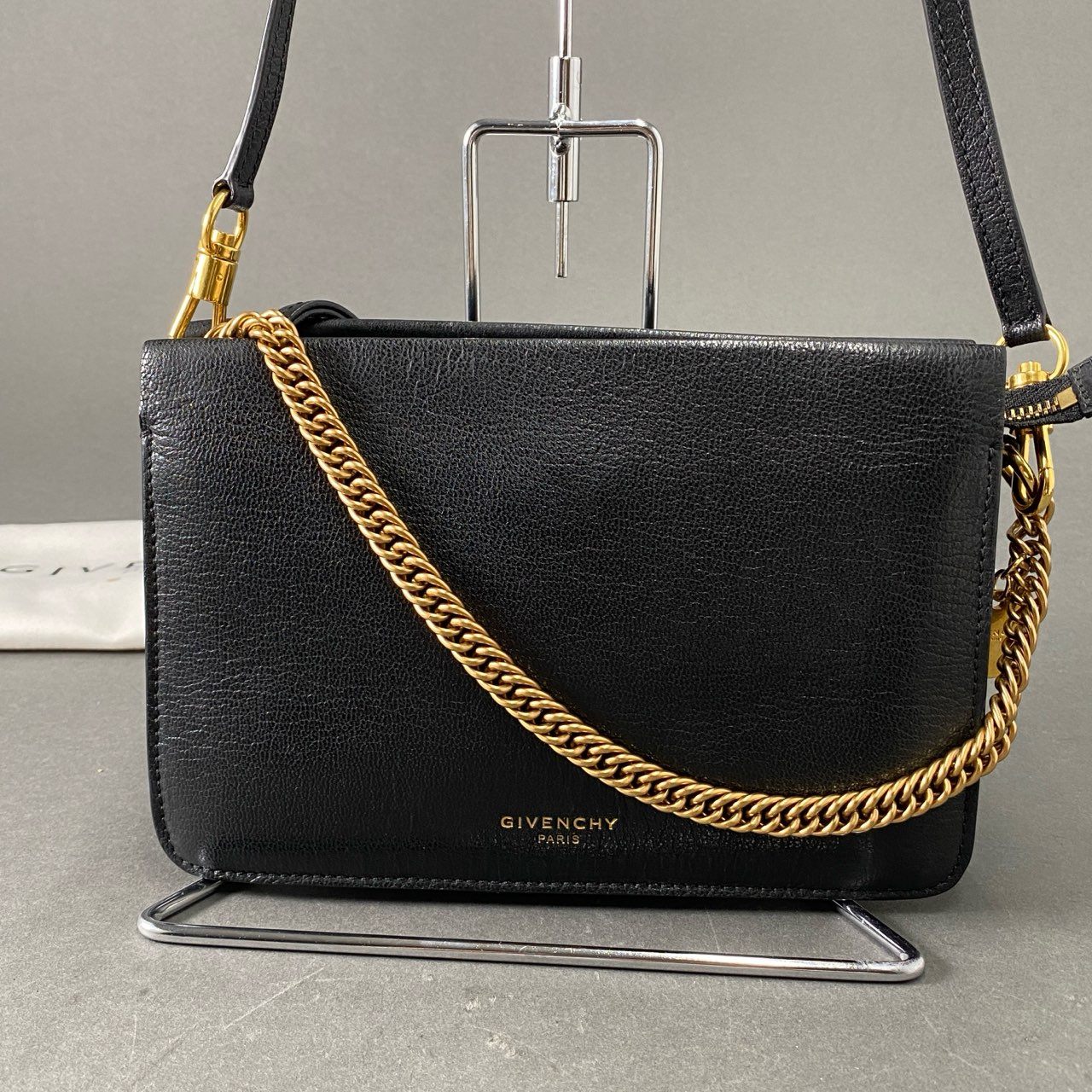Ee14 定価¥137,500 GIVENCHY ジバンシー CROSS3 2way チェーン ショルダーバッグ ハンドバッグ ブラック レザー クロスボディ 斜め掛け ワンショルダー