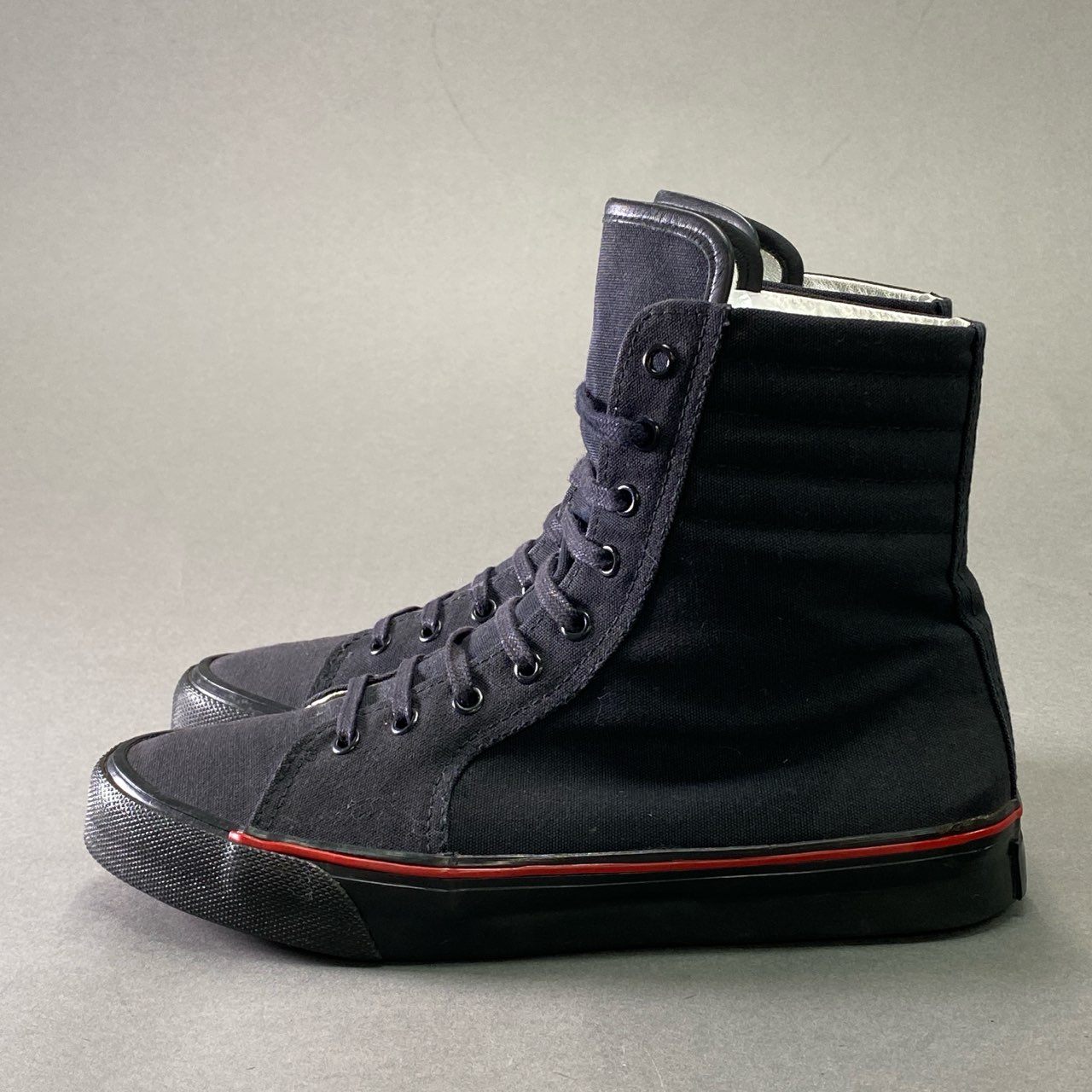 6d16 《美品》 Dior HOMME ディオール オム キャンバス ハイカットスニーカー 41 1/2 ブラック シューズ イタリア製