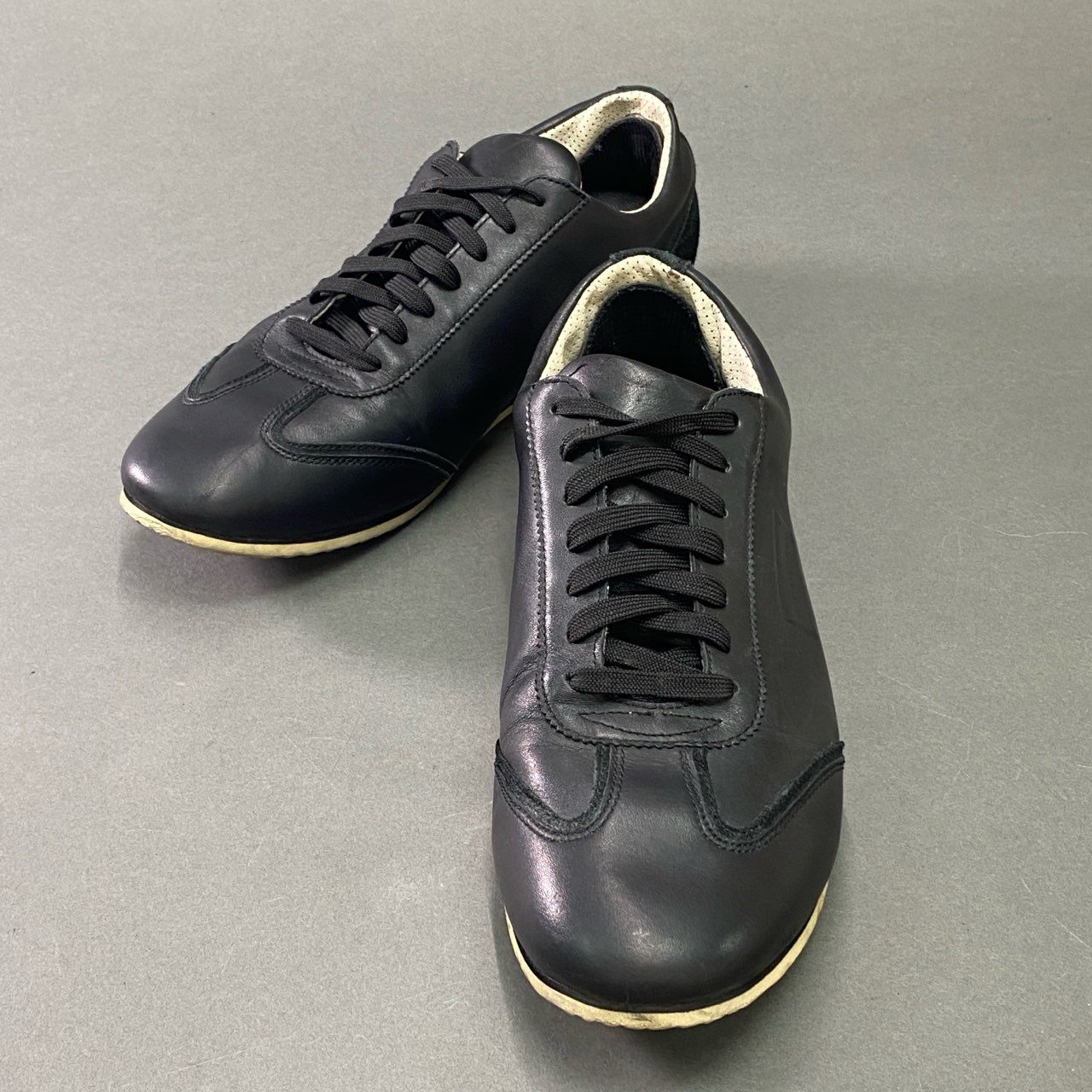 6b17 DOLCE&GABBANA ドルチェアンドガッバーナ レザーローカットスニーカー 9 ブラック Leather ロゴ型押し スエード シューズ D&G ドルガバ