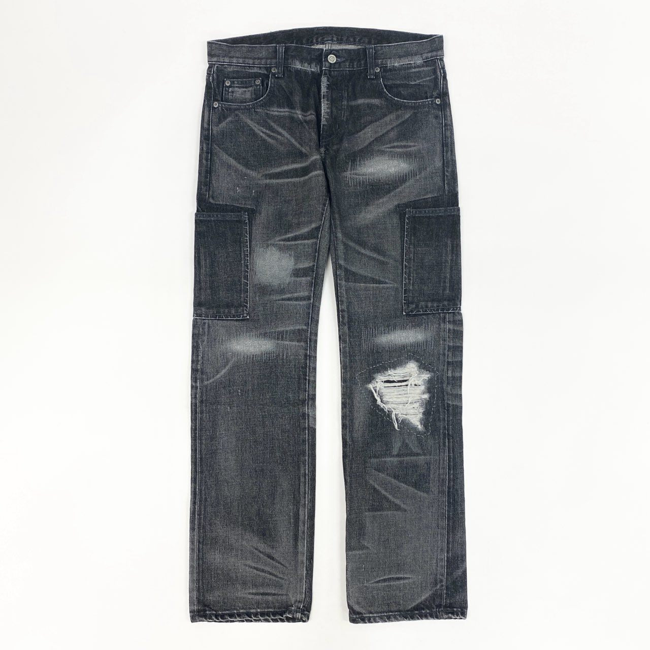 65e2 NEIGHBORHOOD ネイバーフッド Y2K SAVAGE DENIM サベージデニム パンツ ボトムス ダメージ加工 M ブラック コットン