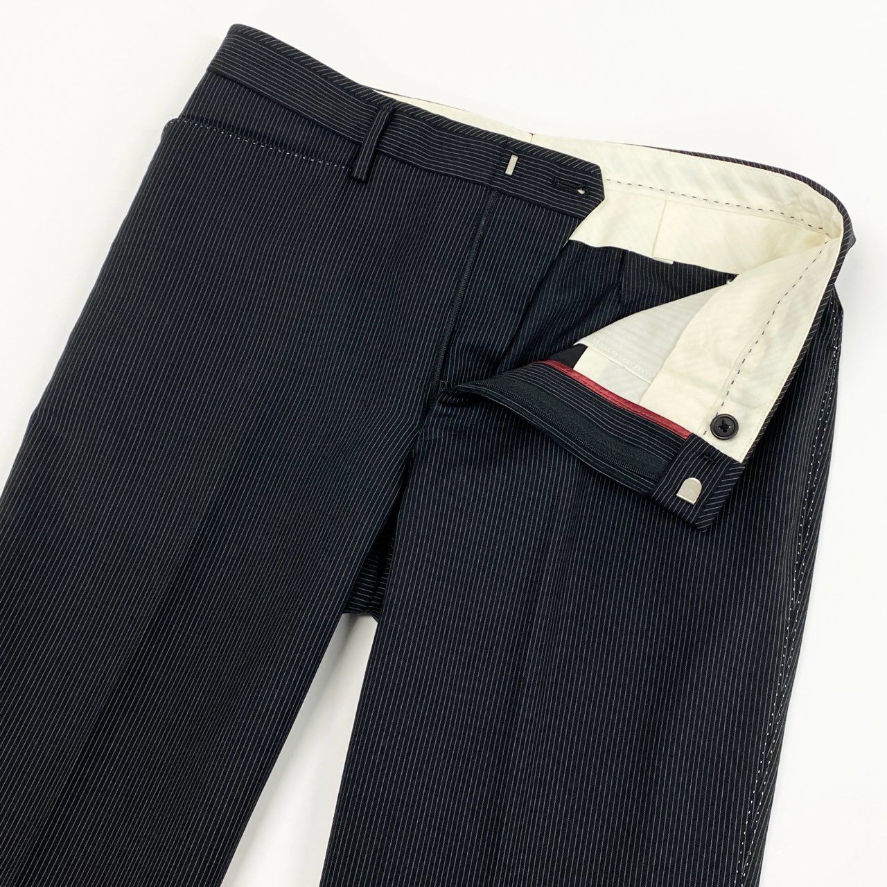 51a15 Paul Smith COLLECTION ポールスミスコレクション 裏地花柄 シングルスーツ セットアップ テーラードジャケット/スラックス サイズM ブラック ストライプ メンズ 日本製