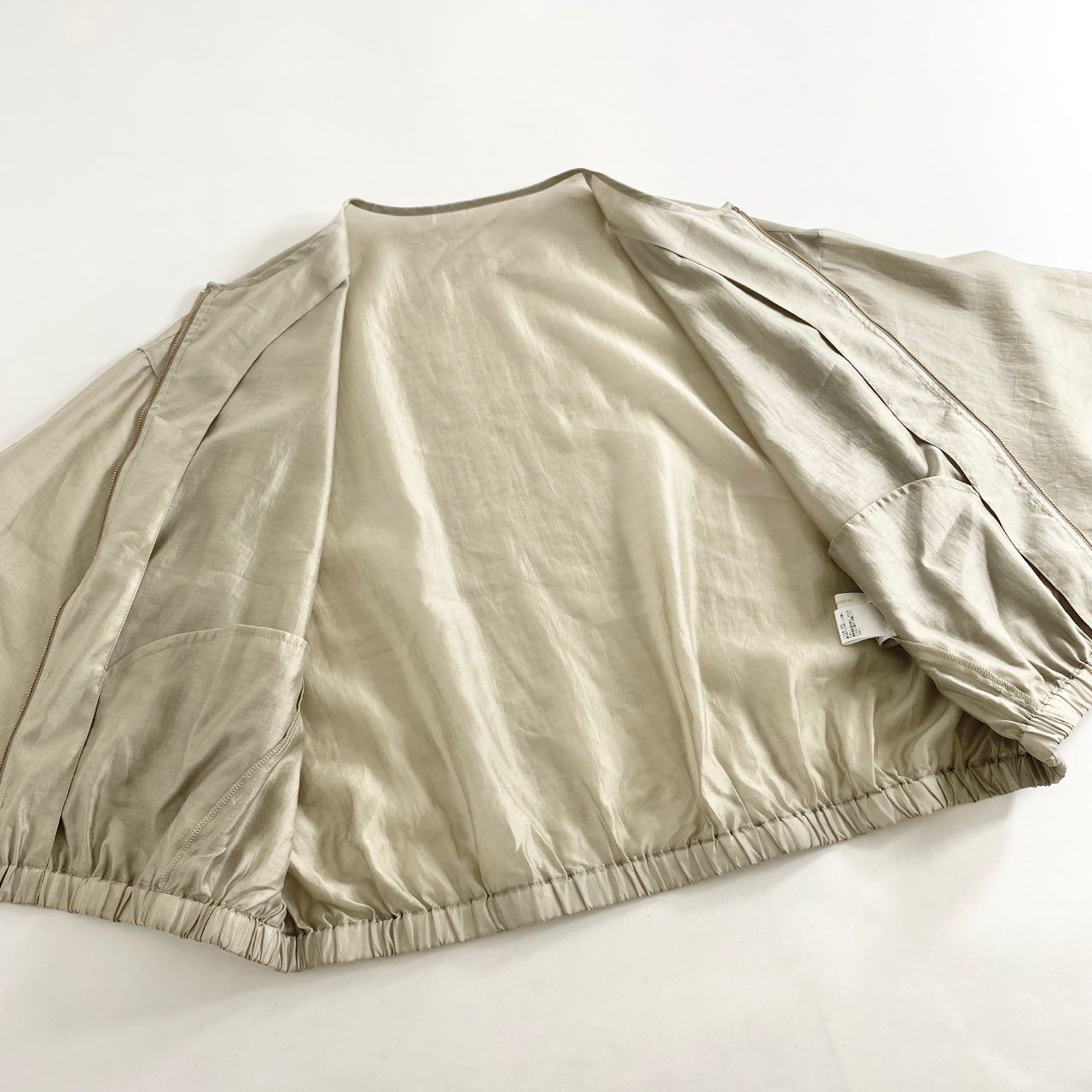 25h8 定価¥17,600 Lounge dress ラウンジドレス ドルマンスリーブ シアーブルゾン F ライトグレー ジャケット 軽量 羽織