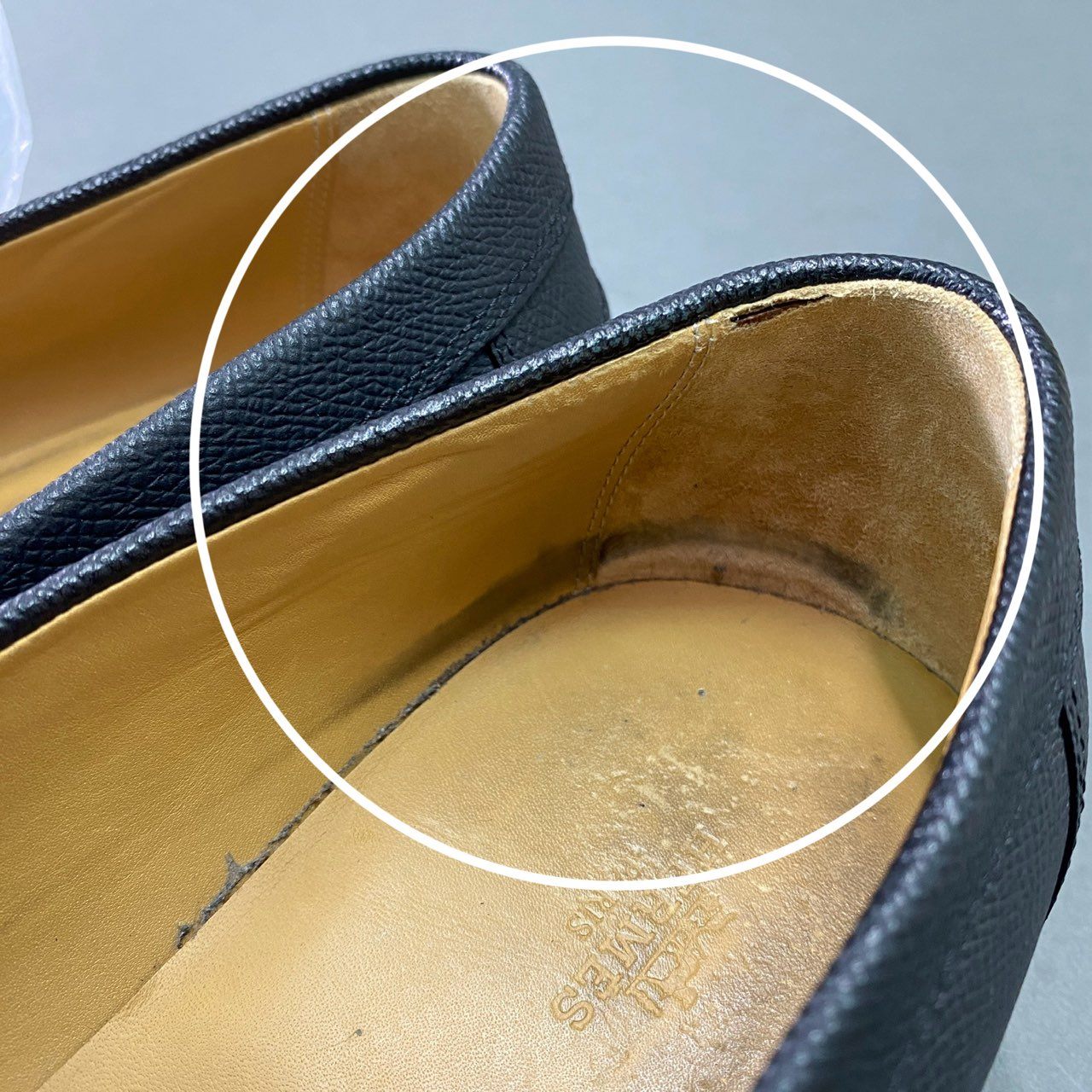 7b7 HERMES エルメス フラットシューズ スリッポン レザースニーカー Leather Hロゴ 保存袋付属 41 ネイビー
