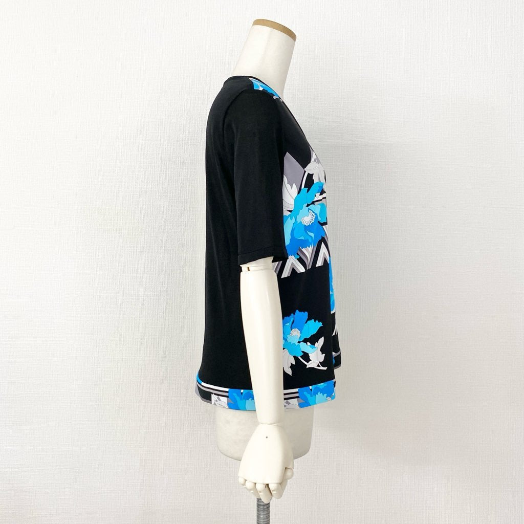 27f20-5 《美品》 大きいサイズ LEONARD SPORT レオナール 半袖Tシャツ カットソー トップス 0548528 サイズ42 マルチカラー ポリエステル100% レディース 日本製