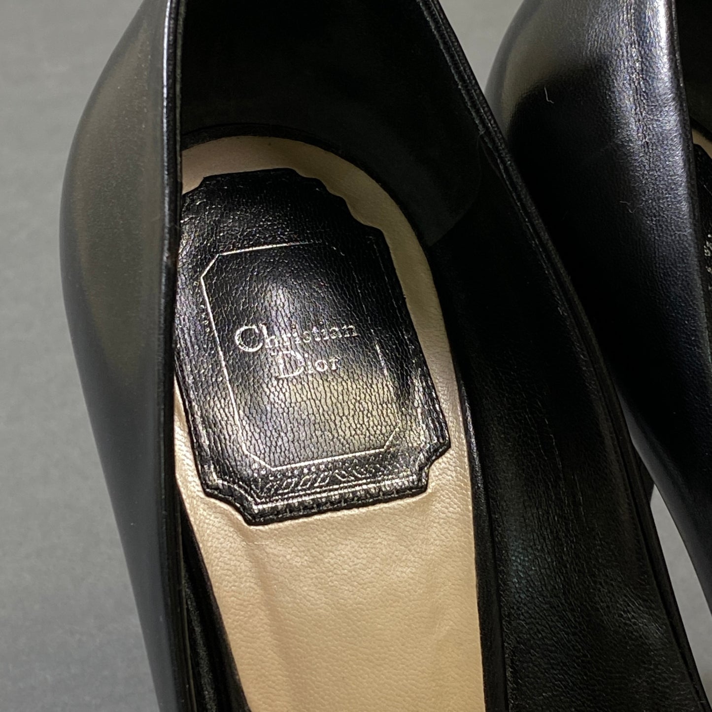 1g31 Christian Dior クリスチャン ディオール CD金具 ヒールパンプス 36 ブラック レザー シューズ フォーマル 結婚式k02i