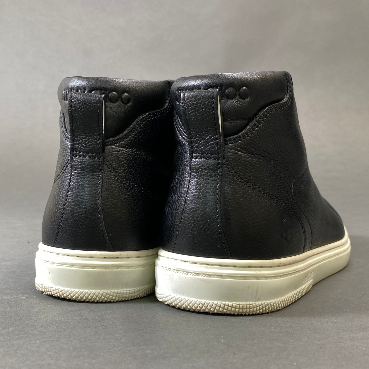 2g29 JIMMY CHOO ジミーチュウ JCロゴ ハイカット レザースニーカー 42 ブラック Leather シューズ 紳士靴k02i