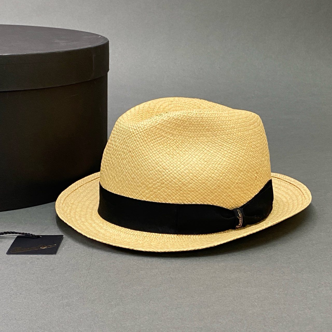 a27 《美品》 Borsalino ボルサリーノ Panama Hat パナマハット 59 ベージュ 藁100% 麦わら帽子 イタリア製