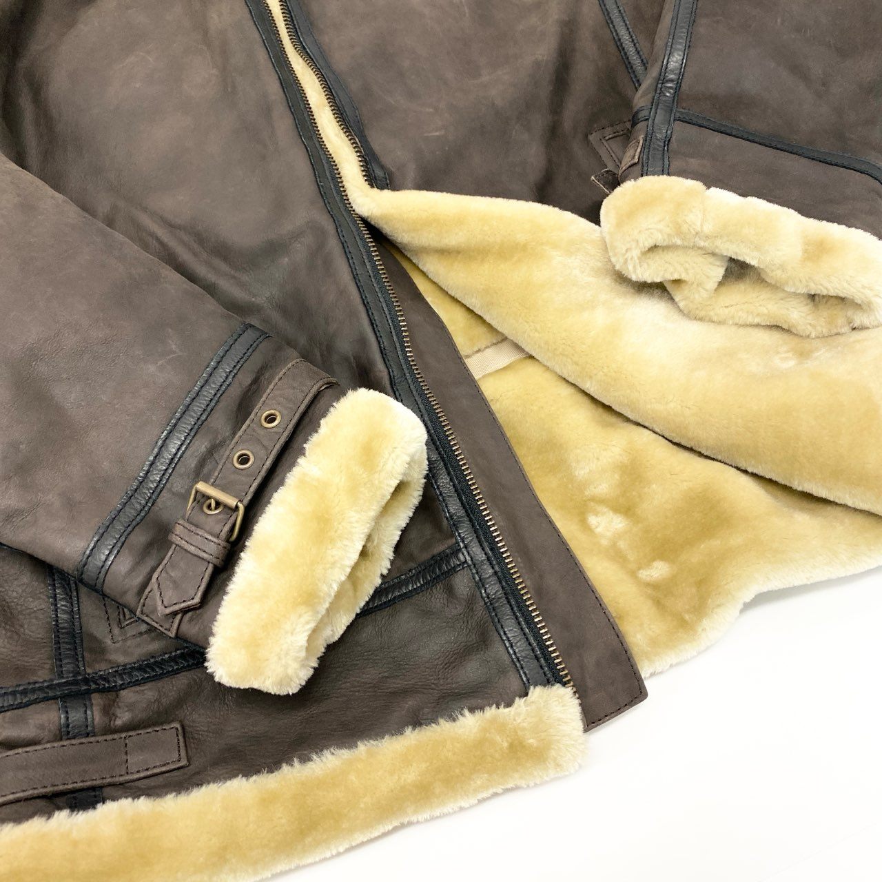 69j20 《新品保管品》定価¥52.800 KOMINE コミネ ボアフライトレザージャケット LJ-560 XL ブラウン インナープロテクター入り バイカー ムートンt18r