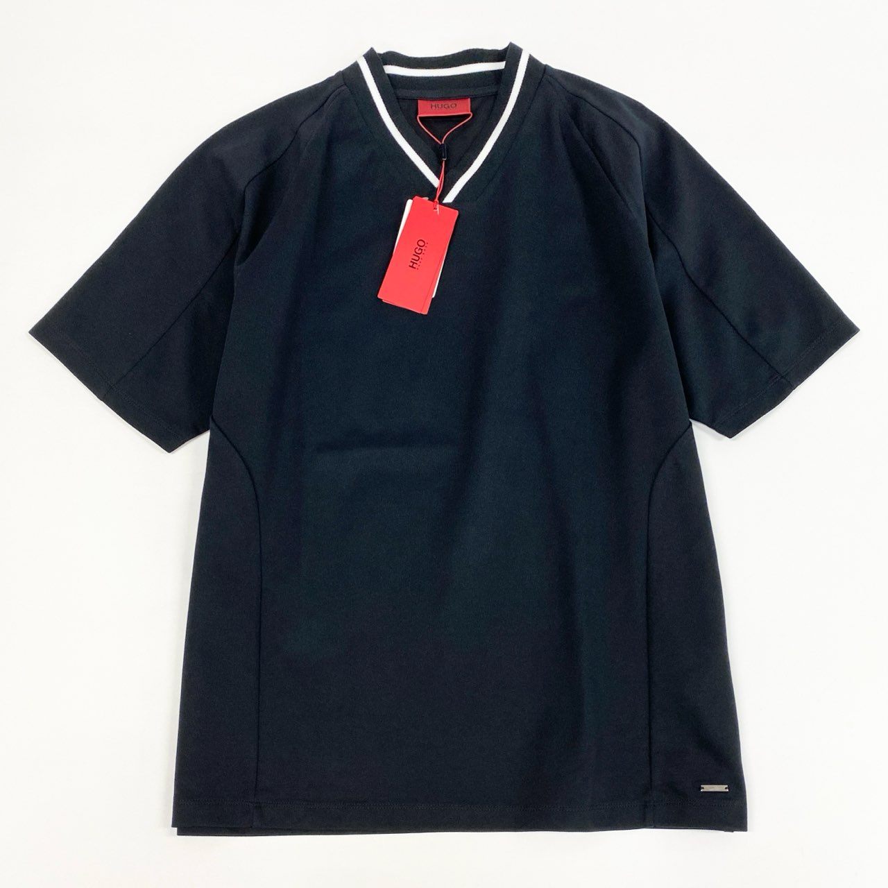 68j15 《未使用保管品》 HUGO BOSS ヒューゴボス 半袖Tシャツ カットソー Vネック コットンブレンド メンズ 紳士服 トップス M ブラックu02t