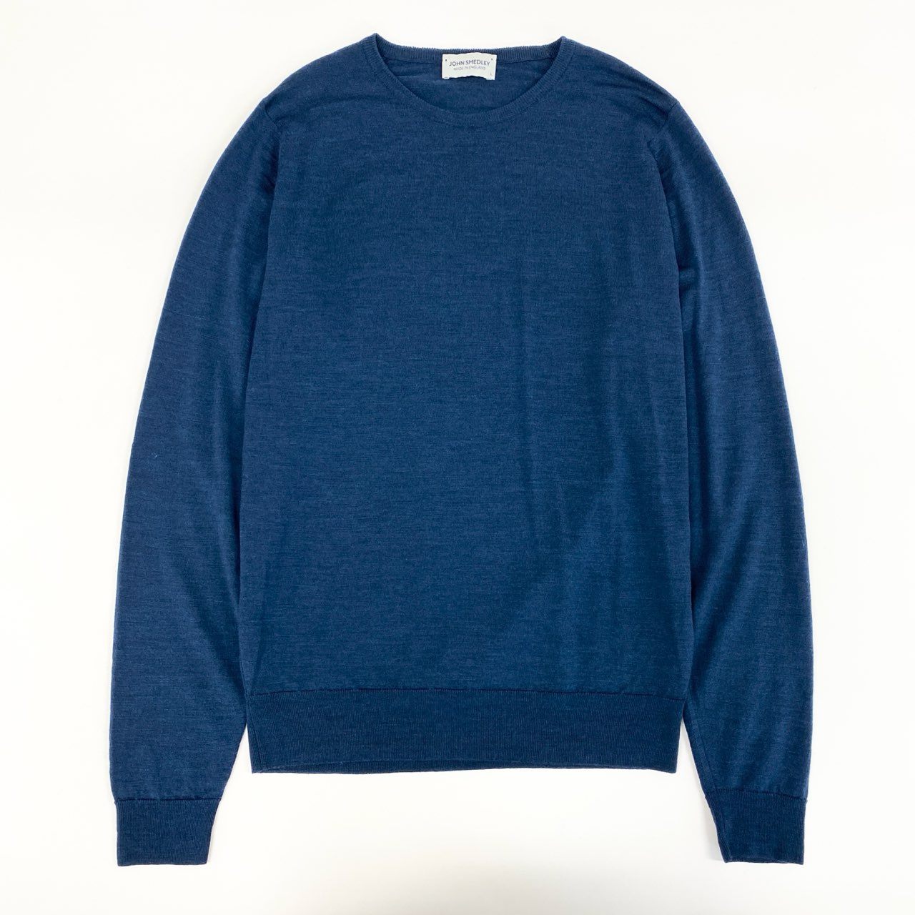 25f14 JOHN SMEDLEY ジョンスメドレー 長袖ニット セーター クルーネックニット 英国製 ウールニット メンズ 男性用 L ネイビー