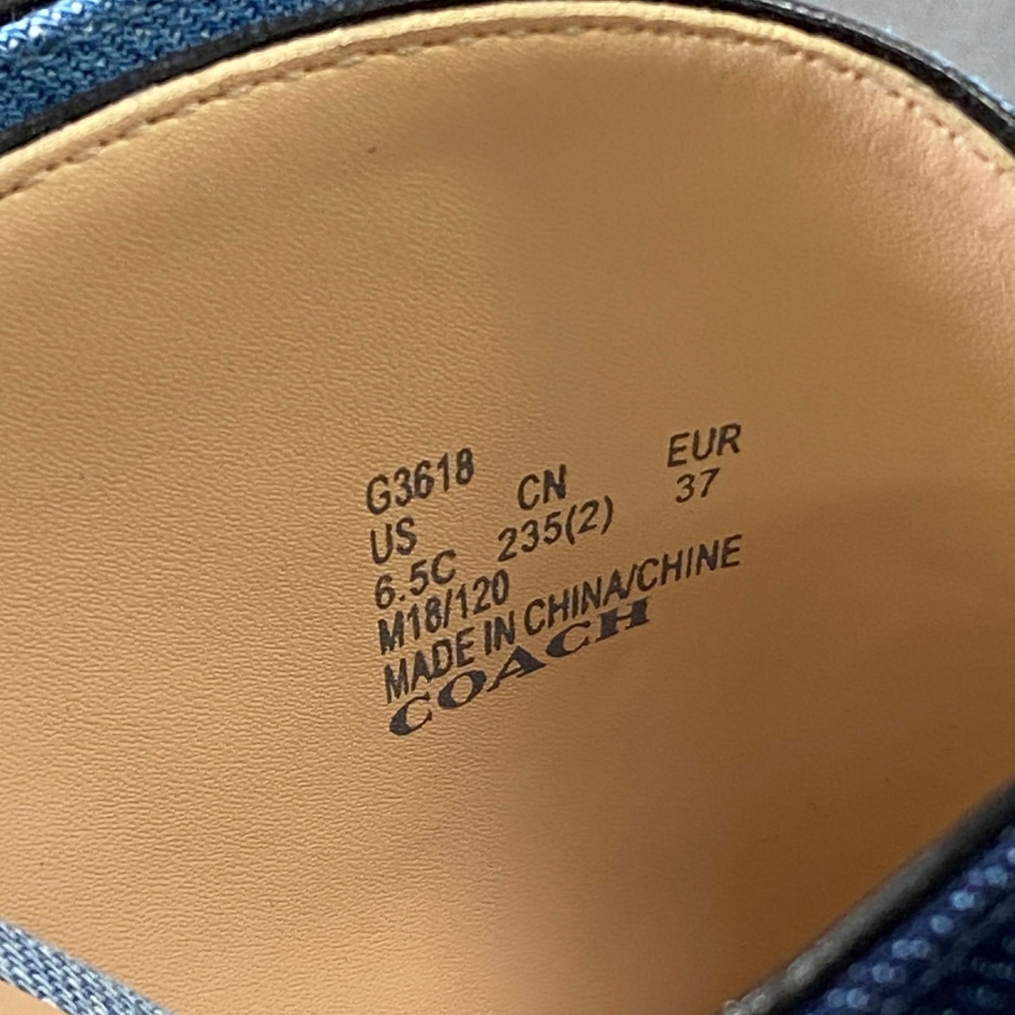 1h1 《美品》 COACH コーチ チャンキーヒール 3パターン デニムサンダル G3618 23.5cm インディゴ ブルー シューズ DENIM 夏k02i