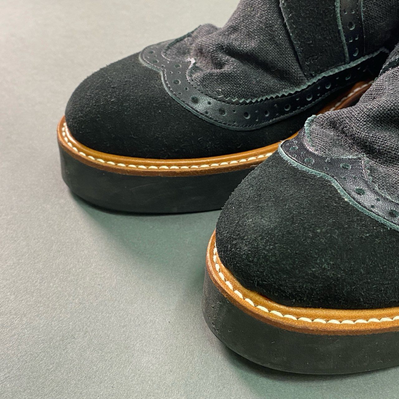 3f27 《美品》 Y's ワイズ レースアップブーツ 1 ブラック Yohji Yamamoto ヨウジヤマモト シューズ 厚底
