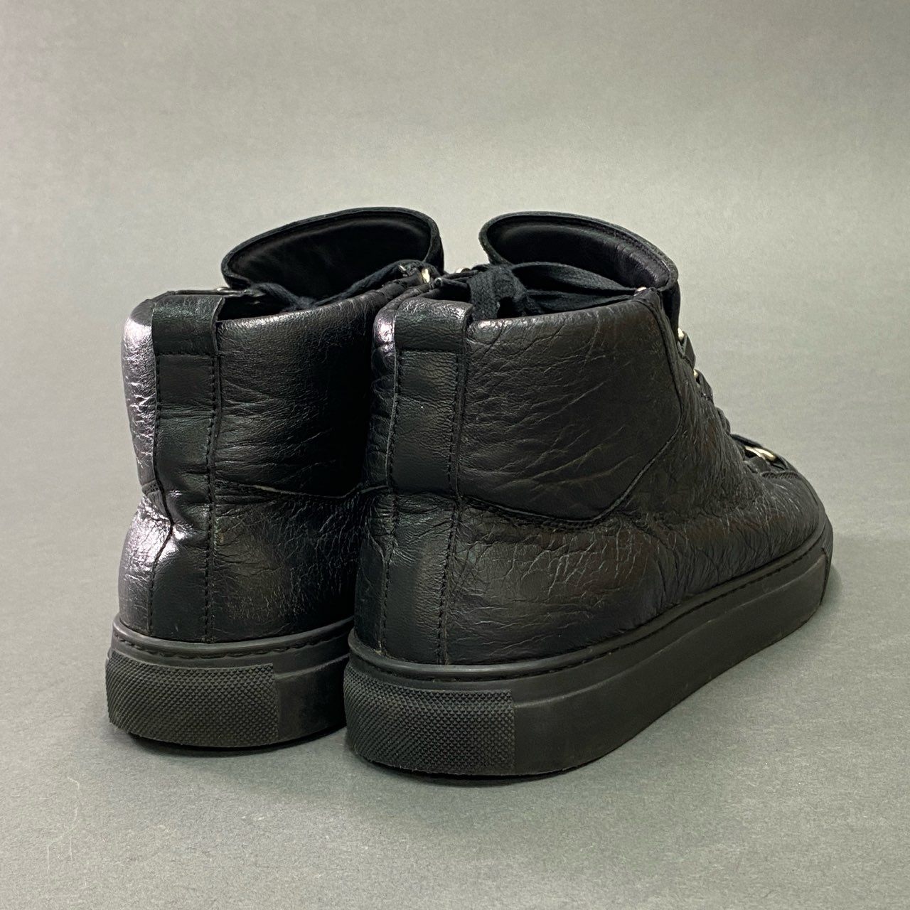 3a27 BALENCIAGA バレンシアガ ARENA アリーナ ハイカットスニーカー シューズ レザー 412381 42 ブラック 本革