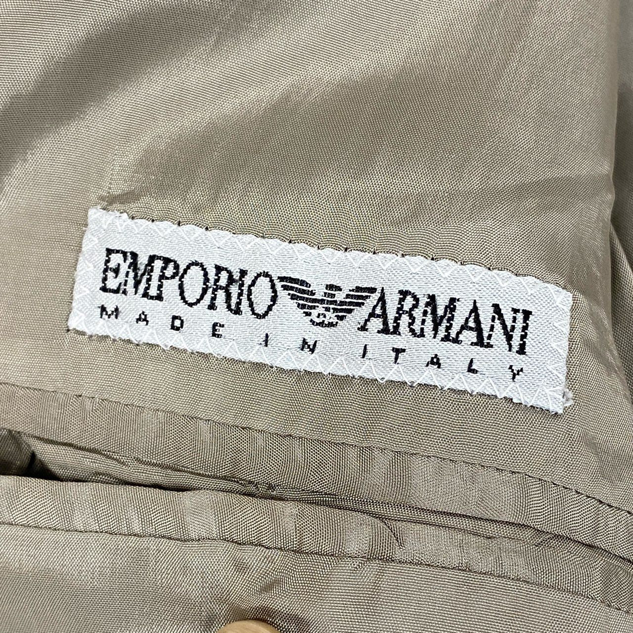33i25 EMPORIO ARMANI エンポリオアルマーニ イタリア製 テーラードジャケット ブレザー スーツ フォーマル 48 グリーン系 メンズu02t