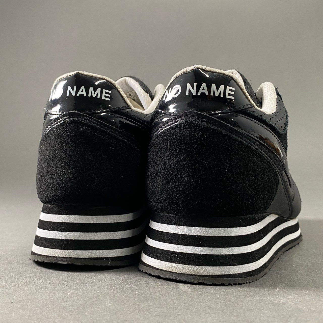 6e19 《美品》 NO NAME ノーネーム CITY RUN JOGGER シティランジョガー スニーカー 38 ブラック レザー シューズ 厚底