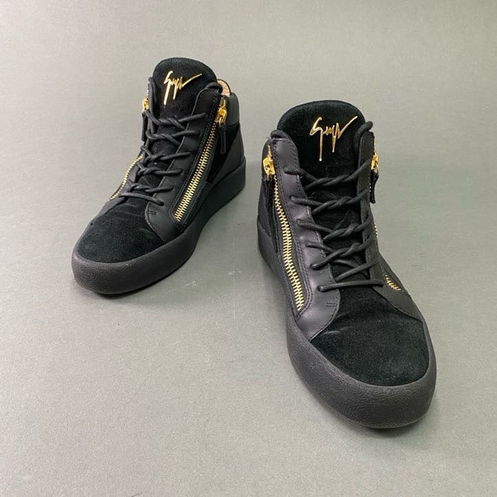 3d3 Giuseppe Zanotti ジュゼッペ ザノッティ ミドルカット スニーカー 41 / 26cm ブラック レザー シューズ KRISS COBY