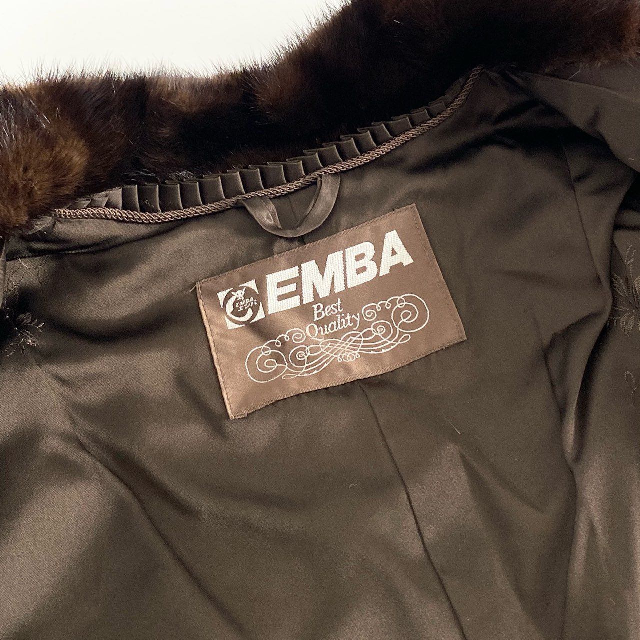 39d24 EMBA エンバ ダークミンク M相当 ダークブラウン ミンクファー 毛皮コート ミンクコート レディース