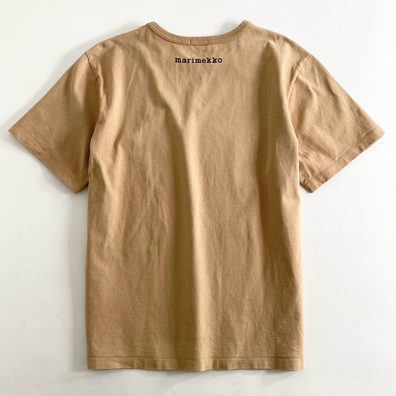 25h8 Marimekko Kioski マリメッコ キオスキ ポルトガル製 クルーネック プリントTシャツ カットソー ショートスリーブ Lサイズ ベージュ コットン
