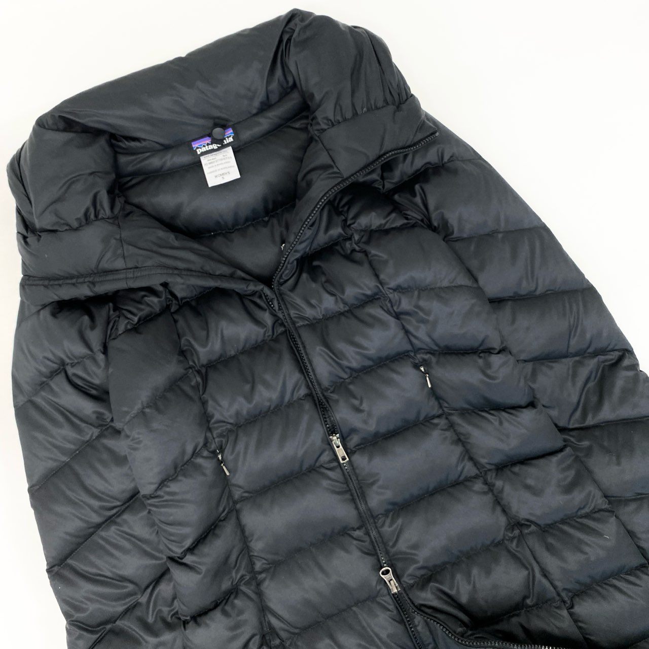 47h26 Patagonia パタゴニア フーデッド ロングダウンコート STY28467FA14 Sサイズ ブラックレディースo07t