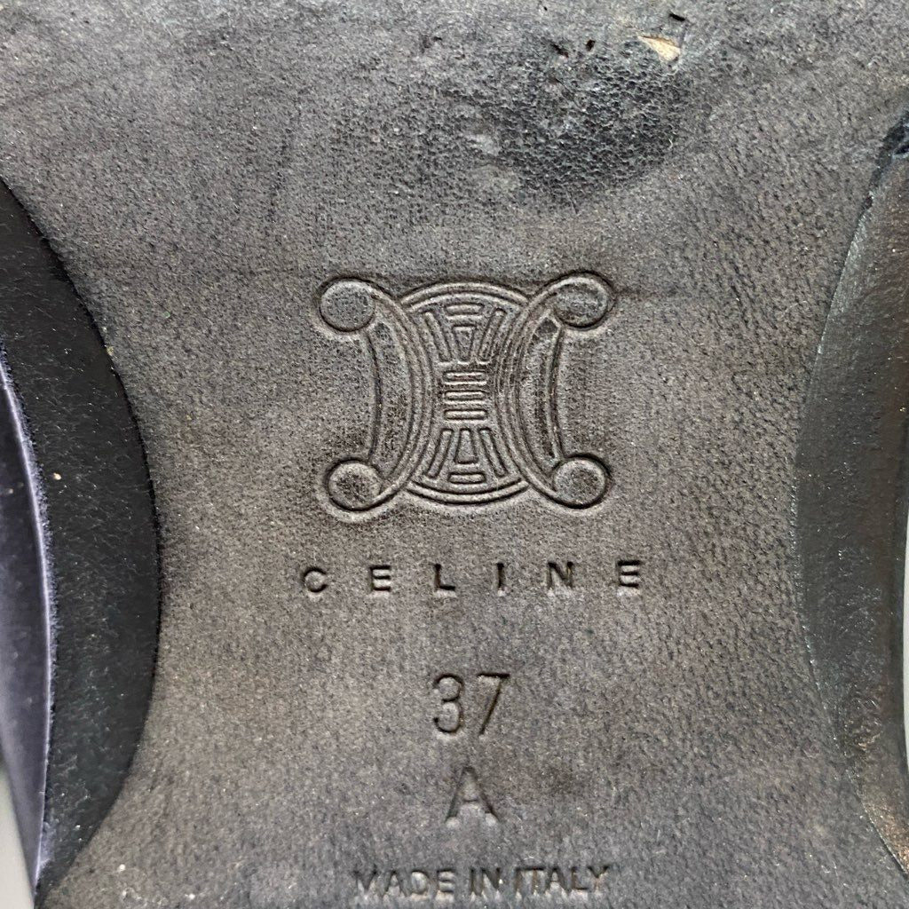 1d5 CELINE セリーヌ ジャッキー エンジニア ロングブーツ シューズ ベルト バックル 37 ブラック レザー
