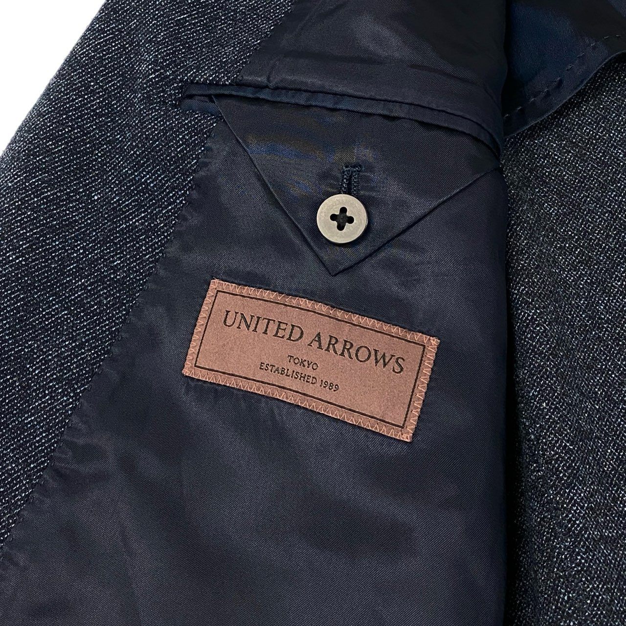 46f30 UNITED ARROWS ユナイテッドアローズ メランジ ジャージ 2Bシングル ジャケット テーラードジャケット ブレザー 11221996126 50 ネイビー メンズ
