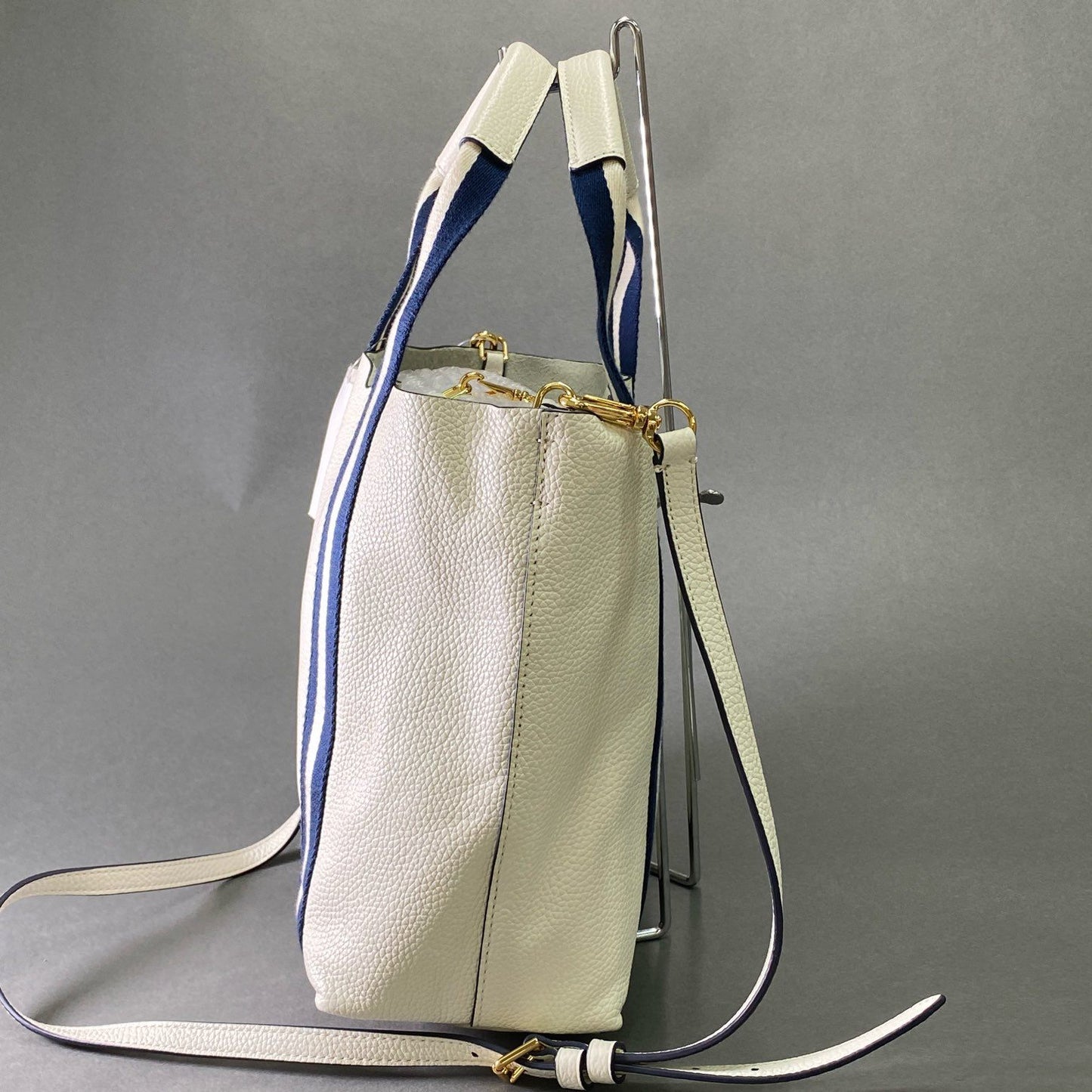 Ae5《未使用》 LAUREN RALPH LAUREN ローレン ラルフローレン 2WAY レザー トートバッグ ショルダーバッグ ホワイト クリーム Leather タグ付