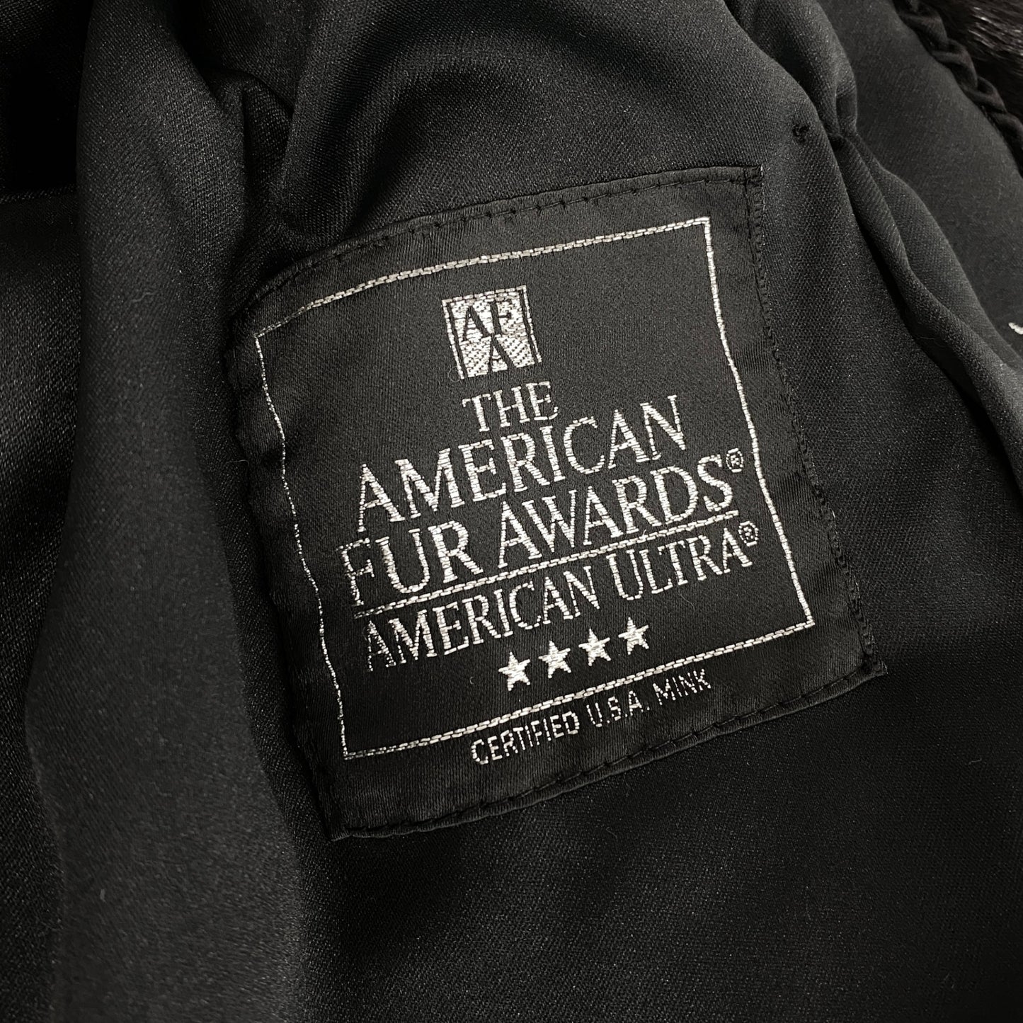 37i19 AMERICAN FUR AWARDS アメリカンファーアワード 星4 ダークミンク ミンクコート セミロングコート 毛皮コート L ブラック系 ミンクファー レディース アメリカンウルトラu02t