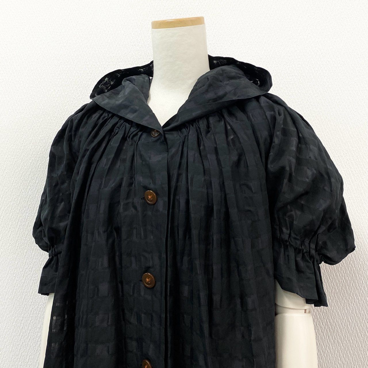 82f24 Vivienne Westwood RED LABEL ヴィヴィアンウエストウッド レッドレーベル シャツワンピース 半袖ワンピース チェック柄 ロングワンピース サイズ2 ブラック レディース 女性用